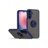 Newface Samsung Galaxy A56 Kılıf Montreal Yüzüklü Silikon Kapak - Lacivert