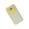 Newface Samsung Galaxy J7 Kılıf Palm Buzlu Kamera Sürgülü Silikon - Sarı
