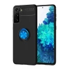 Newface Samsung Galaxy S21 Plus Kılıf Range Yüzüklü Silikon - Siyah-Mavi
