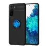 Newface Samsung Galaxy S21 Plus Kılıf Range Yüzüklü Silikon - Siyah-Mavi