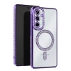Newface Samsung Galaxy S25 Kılıf Joke Simli Magneticsafe Kılıf - Derin Mor