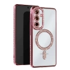Newface Samsung Galaxy S25 Kılıf Joke Simli Magneticsafe Kılıf - Pembe