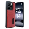 Newface Xiaomi Redmi Note 14 4G Kılıf Sara Kartvizitli Deri Kılıf - Kırmızı