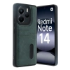 Newface Xiaomi Redmi Note 14 4G Kılıf Sara Kartvizitli Deri Kılıf - Koyu Yeşil