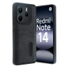 Newface Xiaomi Redmi Note 14 4G Kılıf Sara Kartvizitli Deri Kılıf - Siyah