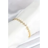 Pirinç Gold Renk Balık Sırtı Model Zirkon Taşlı Kadın Bileklik