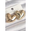 Pirinç Gold Renk Bomba Kalp Model Kadın Küpe