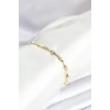 Pirinç Gold Renk Kemik Model Zirkon Taşlı Kadın Bileklik