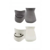 Üreticiniz 2li Sneakers Smile Penye Çorap 20106 Gri Ekru