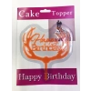 Üreticiniz Happy Birthday Yazılı Turuncu Dallı Pasta Kek Çubuğu