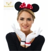 Üreticiniz Kırmızı Fiyonklu Minnie Mouse Tacı Ve Beyaz Eldiven Seti