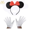 Üreticiniz Kırmızı Fiyonklu Minnie Mouse Tacı Ve Beyaz Eldiven Seti
