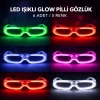 Üreticiniz Led Işıklı Glow Pilli Parti Gözlüğü - Efektli 6 Adet 5 Renk