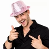 Üreticiniz Pembe Payetli Disco Parti Şapkası Yetişkin Işıltılı Fötr Model