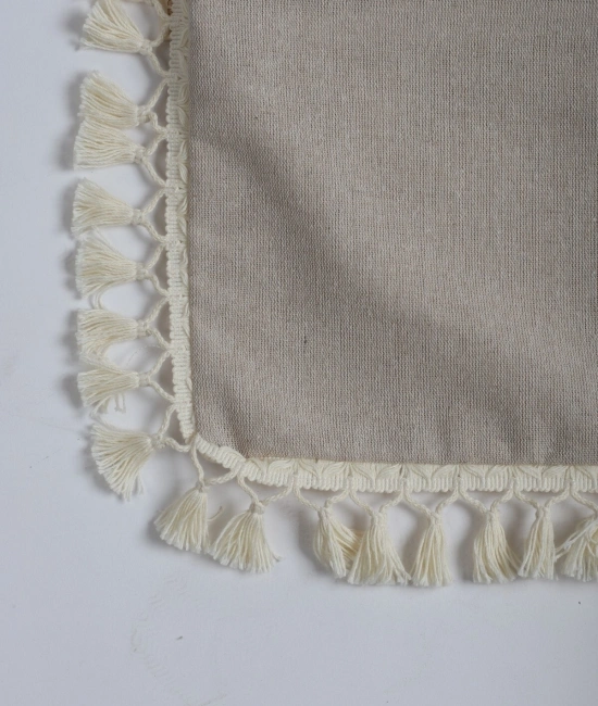 Bej Ponponlu Kırlent 2 Adet Kırlent Kılıfı