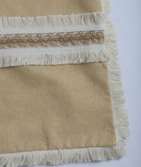 Sarı Keten Jüt Dantelli Kırlent 2 Adet Kırlent Kılıfı