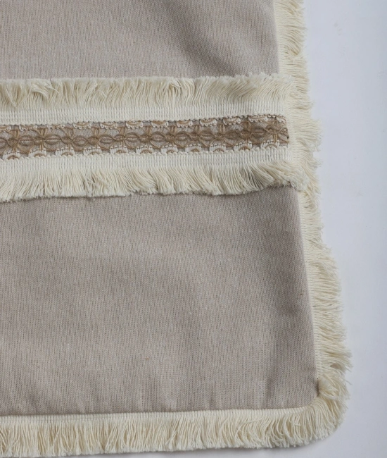 Bej Keten Jüt Dantelli Kırlent 2 Adet Kırlent Kılıfı (43 x 43)