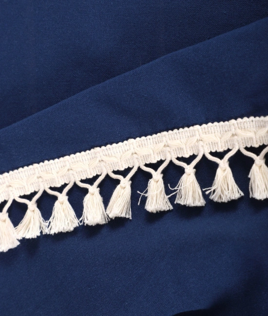 Premium Keten Lacivert Ponponlu Masa Örtüsü