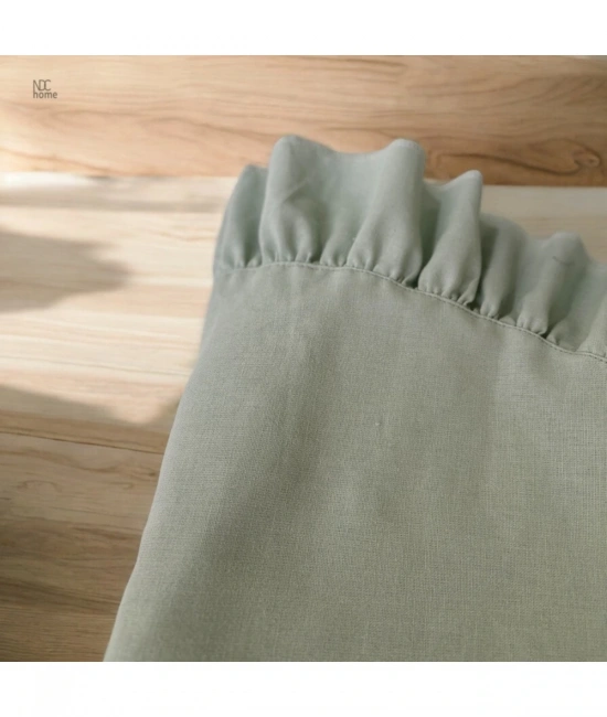 Premium Keten Adaçayı Yeşil FIRFIRLI YUVARLAK Masa Örtüsü