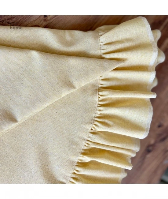 Sarı Keten Fırfırlı Yuvarlak Masa Örtüsü