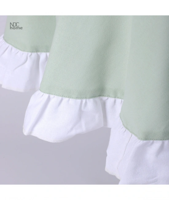 Yeşil Keten YUVARLAK (Beyaz) FIRFIRLI Masa Örtüsü