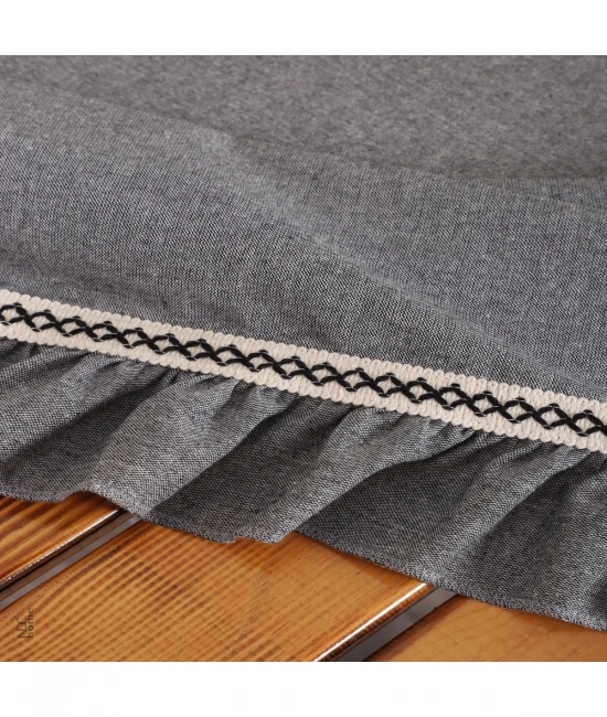 Gri Antrasit Keten Özel Seri FIRFIRLI Masa Örtüsü