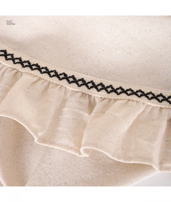 Ham Keten Yuvarlak Firfirli Özel Seri Masa Örtüsü