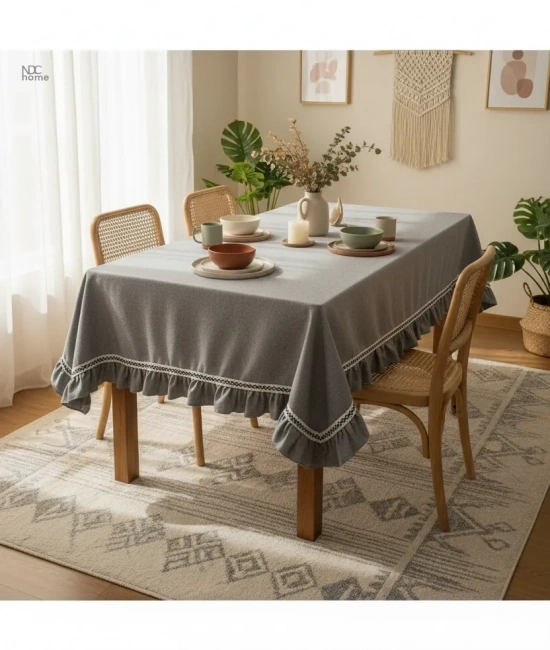 Gri Antrasit Keten Özel Seri FIRFIRLI Masa Örtüsü