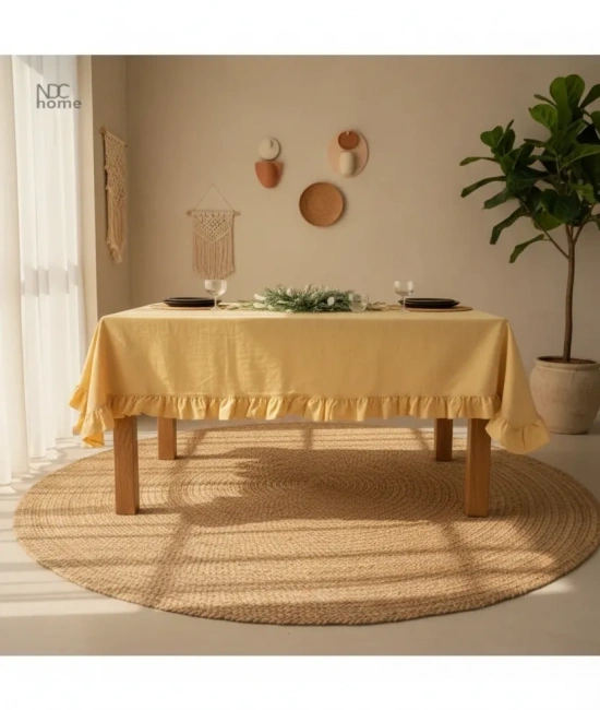 Sarı Keten FIRFIRLI Masa Örtüsü