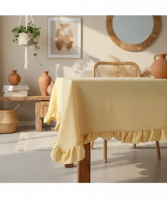 Sarı Keten FIRFIRLI Masa Örtüsü