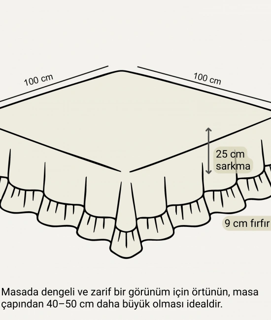 Gri Antrasit Keten Özel Seri FIRFIRLI Masa Örtüsü