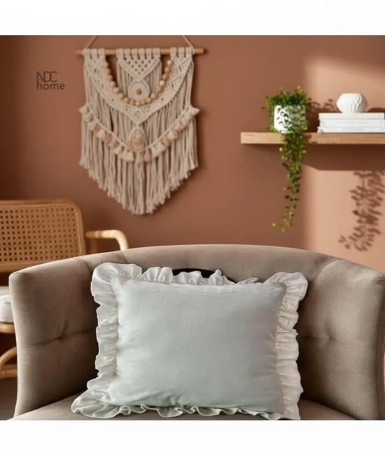 Ham Keten Krem Fırfırlı Kırlent 2 Adet Kırlent Kılıfı (43 x 43 )