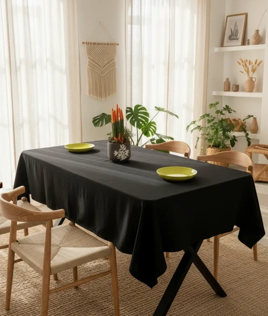 Premium Keten Siyah (DÜZ) Masa Örtüsü