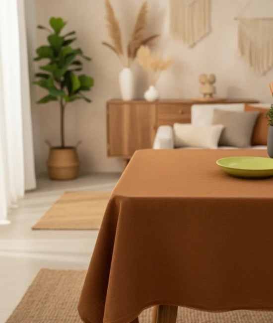 Premium Keten Tarçın (DÜZ) Masa Örtüsü