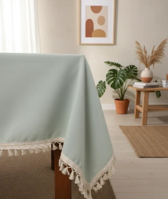 Premium Adaçayı Yeşili Ponponlu Masa Örtüsü