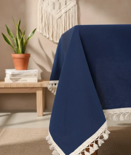 Premium Keten Lacivert Ponponlu Masa Örtüsü