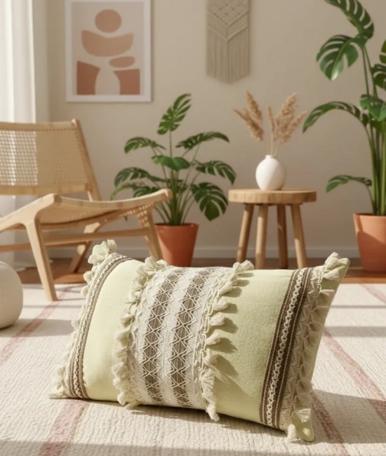 Sarı Kahverengi Dantelli Kırlent 2 Adet Kırlent Kılıfı (35 x 55)