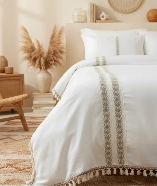 Ham Kahve Dantelli Otantik Çift Kişilik Nevresim Takımı