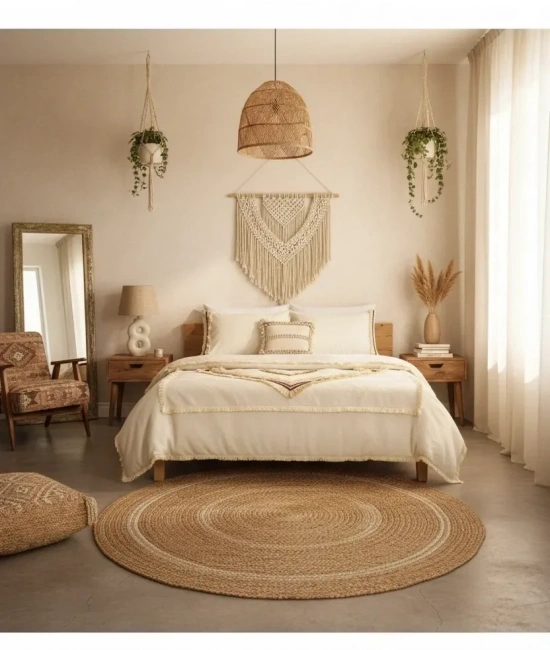 Beyaz Pamuk Keten Renkli Püsküllü Çift Kişilik Nevresim Takımı