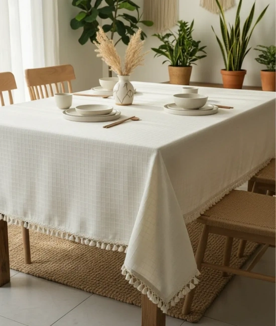 DESENLİ Krem Ponponlu Masa Örtüsü