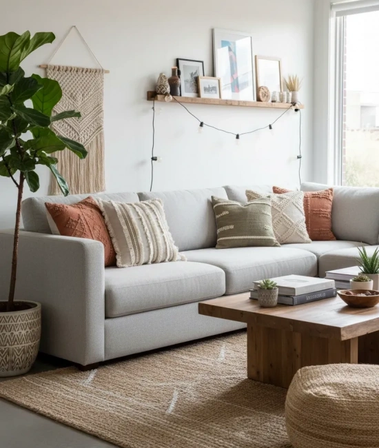 Üç Dantelli Püsküllü Ham Keten Krem 2 Adet Kırlent Kılıfı