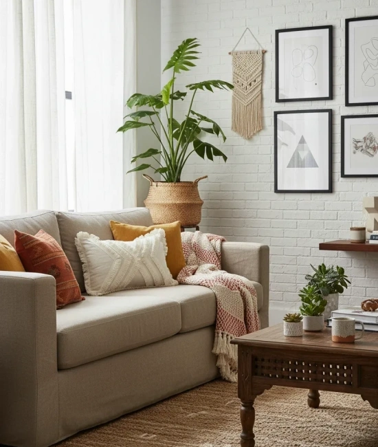 Çoklu Püsküllü Krem Keten Kırlent 2 Adet Kırlent Kılıfı (35 x 55)