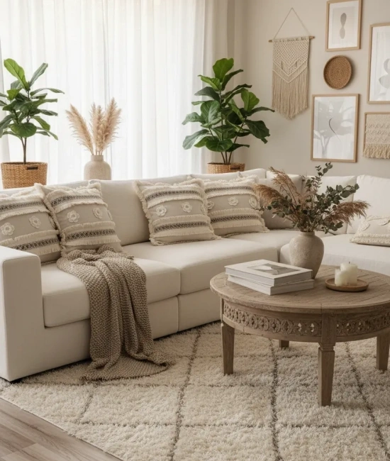 Kalın Dantel Püsküllü ve Motifli Keten Krem Kırlent 2 Adet Kırlent Kılıfı (43 x 43)