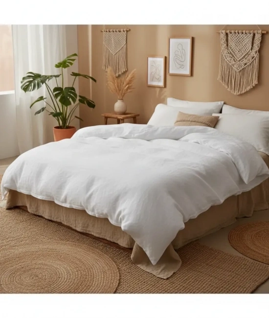 Beyaz Yıkanmış Çift Kişilik Nevresim Yastık Seti (200 X 220)