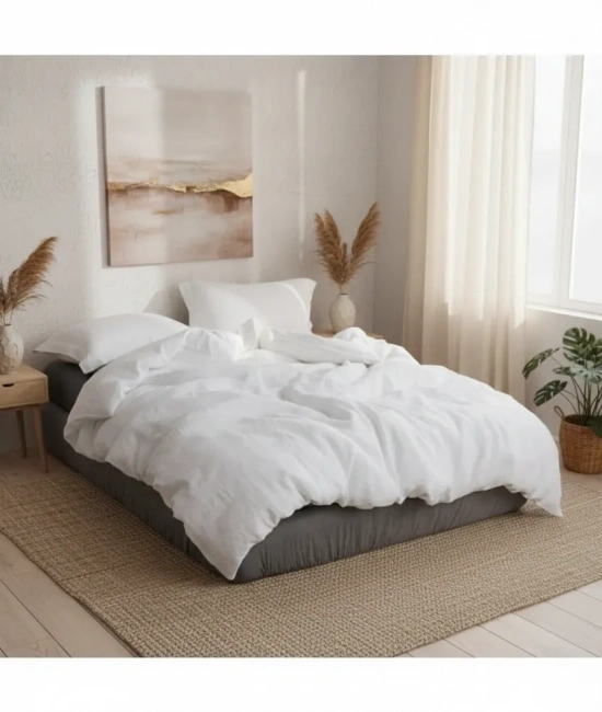 Beyaz Yıkanmış Çift Kişilik Nevresim Yastık Seti (200 X 220)