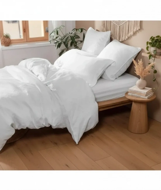 Beyaz Yıkanmış Çift Kişilik Nevresim Yastık Seti (200 X 220)