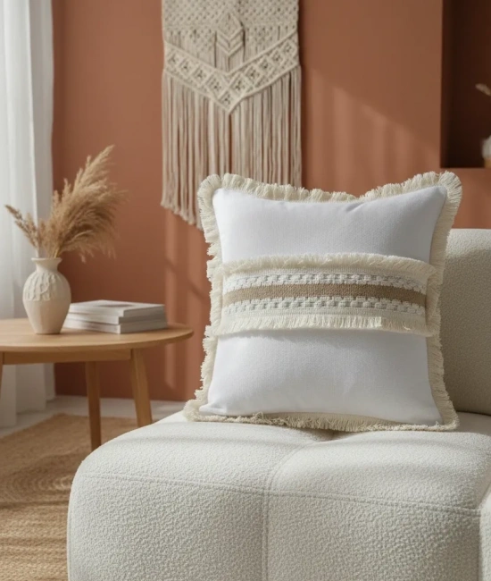 Beyaz Kalın Dantel Kırlent 2 Adet Kırlent Kılıfı 43 X 43