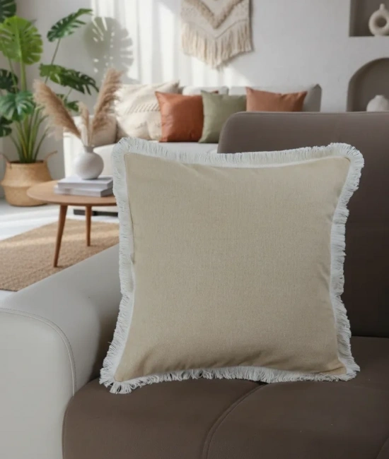 Sarı Püsküllü Kırlent 2 Adet Kırlent Kılıfı (43 x 43)