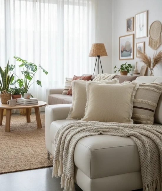 Sarı Püsküllü Kırlent 2 Adet Kırlent Kılıfı (43 x 43)