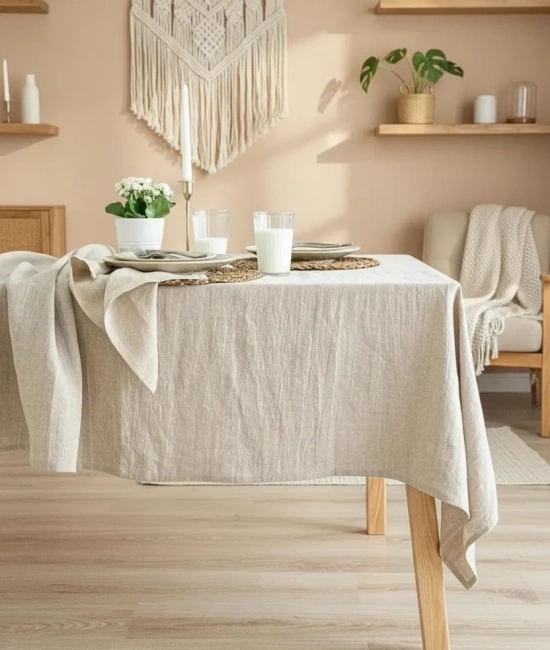 Organik Ham Keten Krem Masa Örtüsü